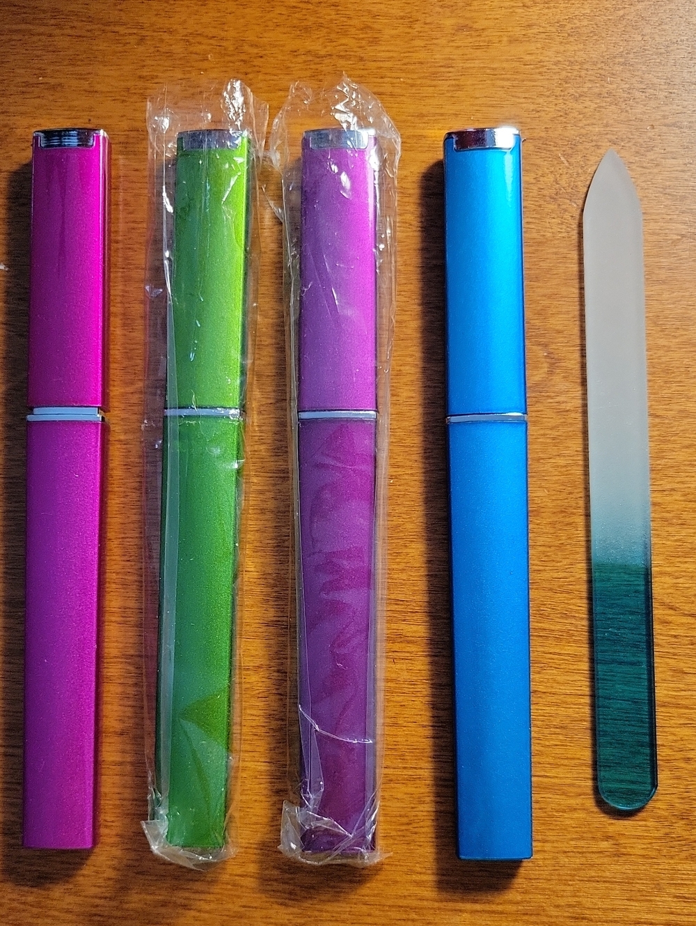 4 Glass Nail Files - Pink, Green, Purple, Blue